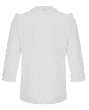 Load image into Gallery viewer, Ivory Embroidered Blouse with Lace Trim
