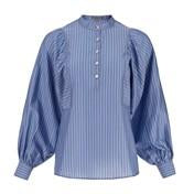 Load image into Gallery viewer, Blue Wide Sleeve Stripe Blouse
