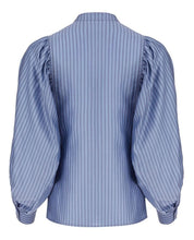 Load image into Gallery viewer, Blue Wide Sleeve Stripe Blouse
