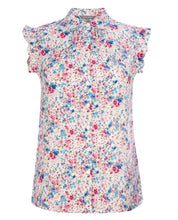 Load image into Gallery viewer, Floral Peter Pan Collar Ruffle Blouse
