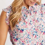 Load image into Gallery viewer, Floral Peter Pan Collar Ruffle Blouse
