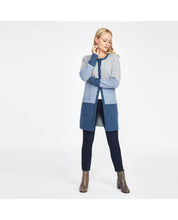 Load image into Gallery viewer, Blue Boiled Wool Colour Block Cardigan
