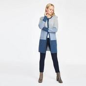 Load image into Gallery viewer, Blue Boiled Wool Colour Block Cardigan
