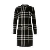 Load image into Gallery viewer, Black/Ivory Boiled Wool Long Check Cardigan
