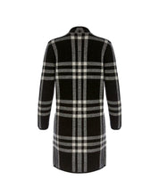 Load image into Gallery viewer, Black/Ivory Boiled Wool Long Check Cardigan
