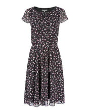 Load image into Gallery viewer, Black Ditsy Daisy Print Tea Dress
