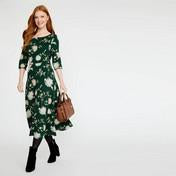 Load image into Gallery viewer, Evergreen Round Neck Fit and Flare Dress
