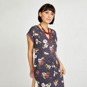 Load image into Gallery viewer, Ink Desert Blossom and Flower Border Print Tunic Dress
