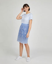 Load image into Gallery viewer, Embroidery and Cutwork Linen A-Line Skirt
