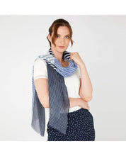Load image into Gallery viewer, Blue Striped Colourblock Scarf
