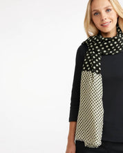 Load image into Gallery viewer, Black and Blonde Spotted Scarf
