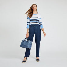Load image into Gallery viewer, Indigo Linen Slim Leg Pull-on Pant
