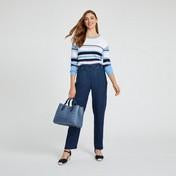 Load image into Gallery viewer, Indigo Linen Slim Leg Pull-on Pant
