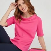 Load image into Gallery viewer, Hot Pink Zip Neck Bardot Top
