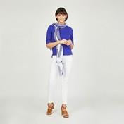 Load image into Gallery viewer, Cobalt Blue Lace Neck and Hem Top
