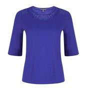 Load image into Gallery viewer, Cobalt Blue Lace Neck and Hem Top
